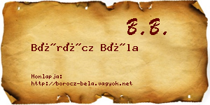 Böröcz Béla névjegykártya